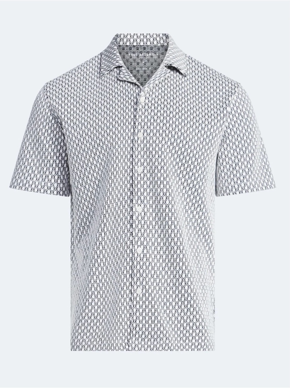 Free Assembly Men's Button Front Jacquard Shirt with Short Sleeves